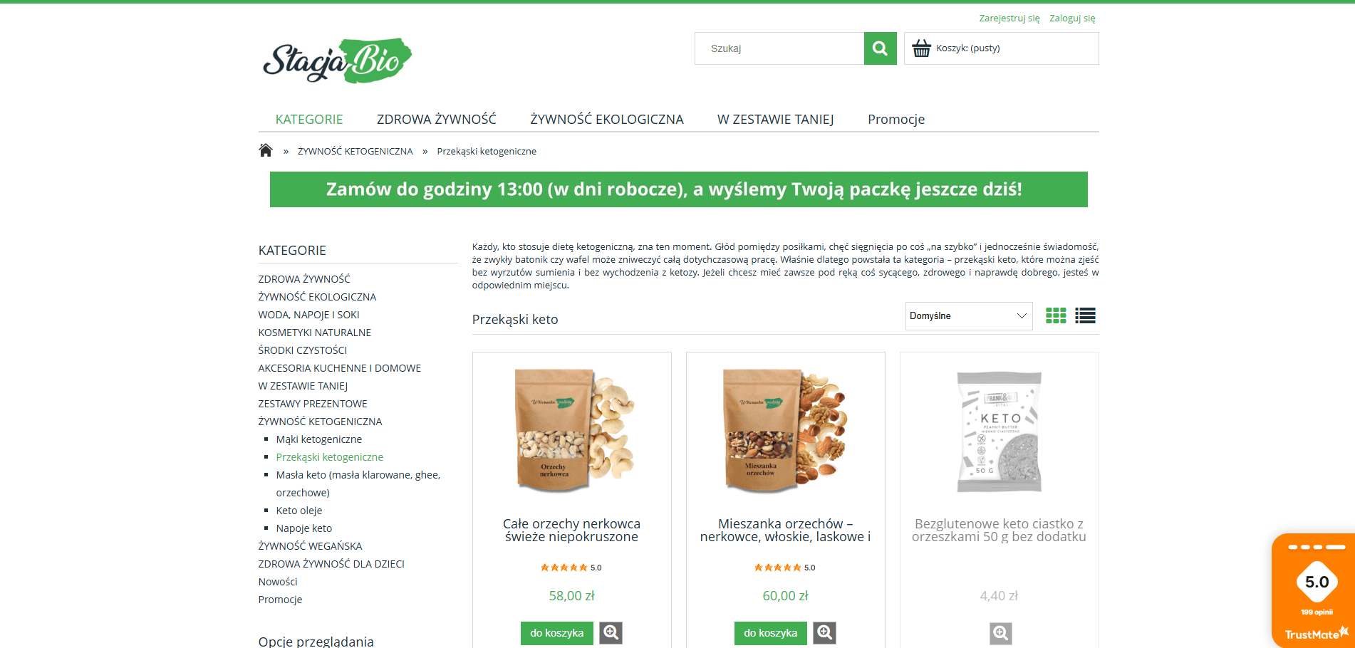 Przekąski keto Stacja Bio